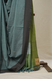 Teal Blue Plain Cotton Ilkal Saree - SRTBPCIS774