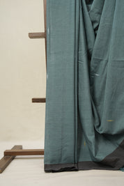 Teal Blue Plain Cotton Ilkal Saree - SRTBPCIS774