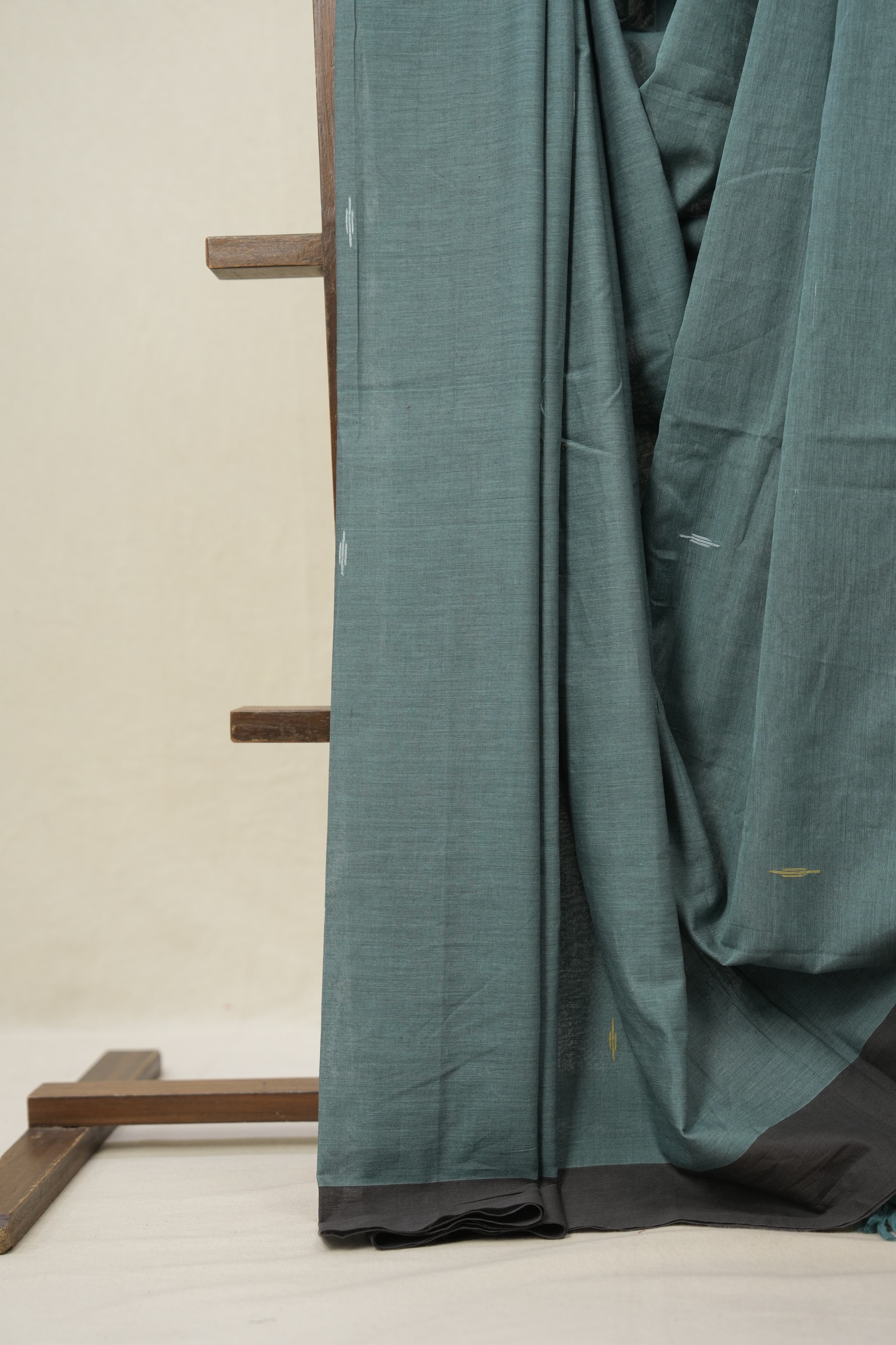 Teal Blue Plain Cotton Ilkal Saree - SRTBPCIS774