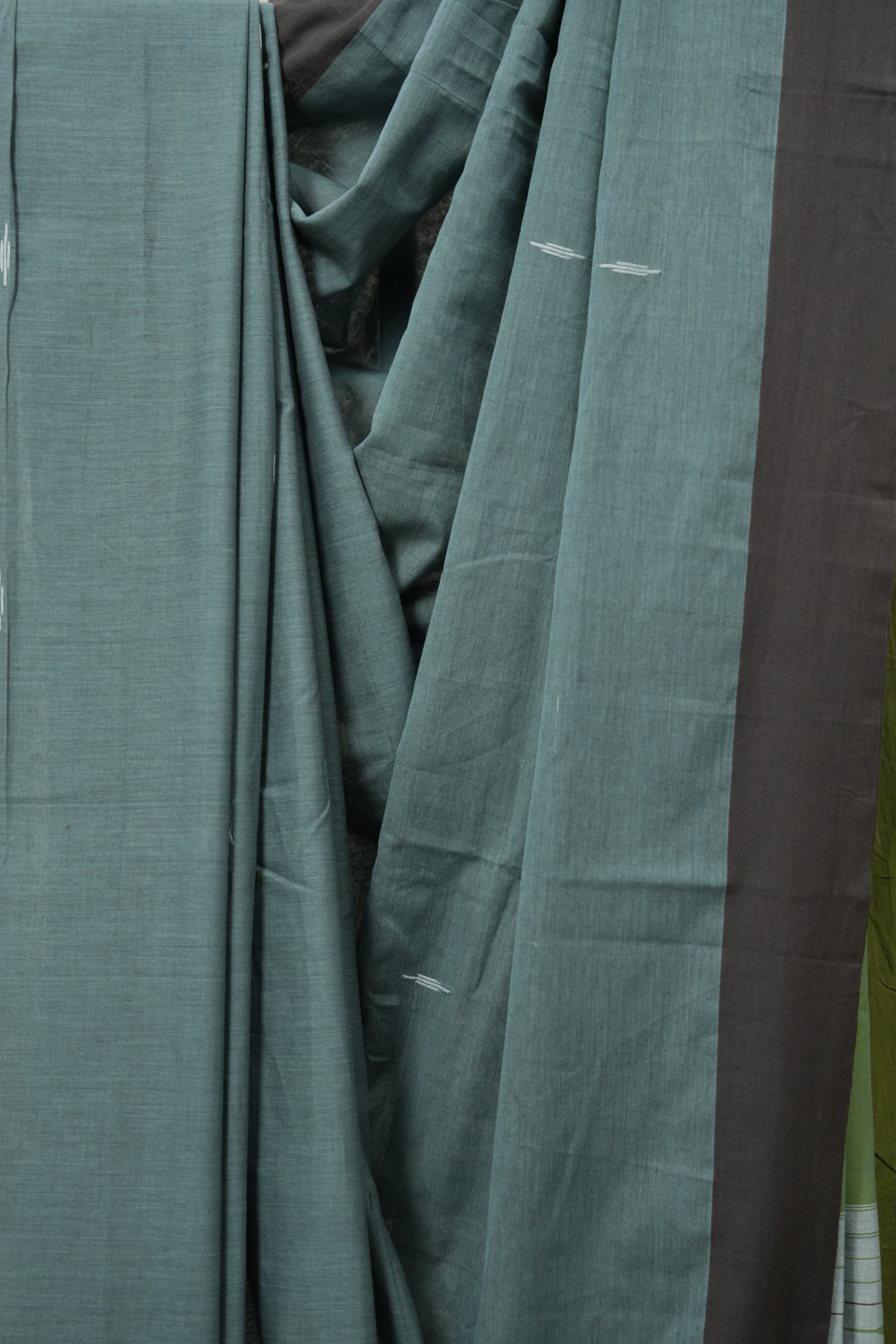 Teal Blue Plain Cotton Ilkal Saree - SRTBPCIS774