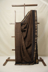 Moss Green HBP Cotton Silk Saree With Maheshwari Border - SRMGCSS1417