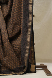 Moss Green HBP Cotton Silk Saree With Maheshwari Border - SRMGCSS1417