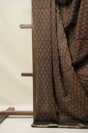 Moss Green HBP Cotton Silk Saree With Maheshwari Border - SRMGCSS1417