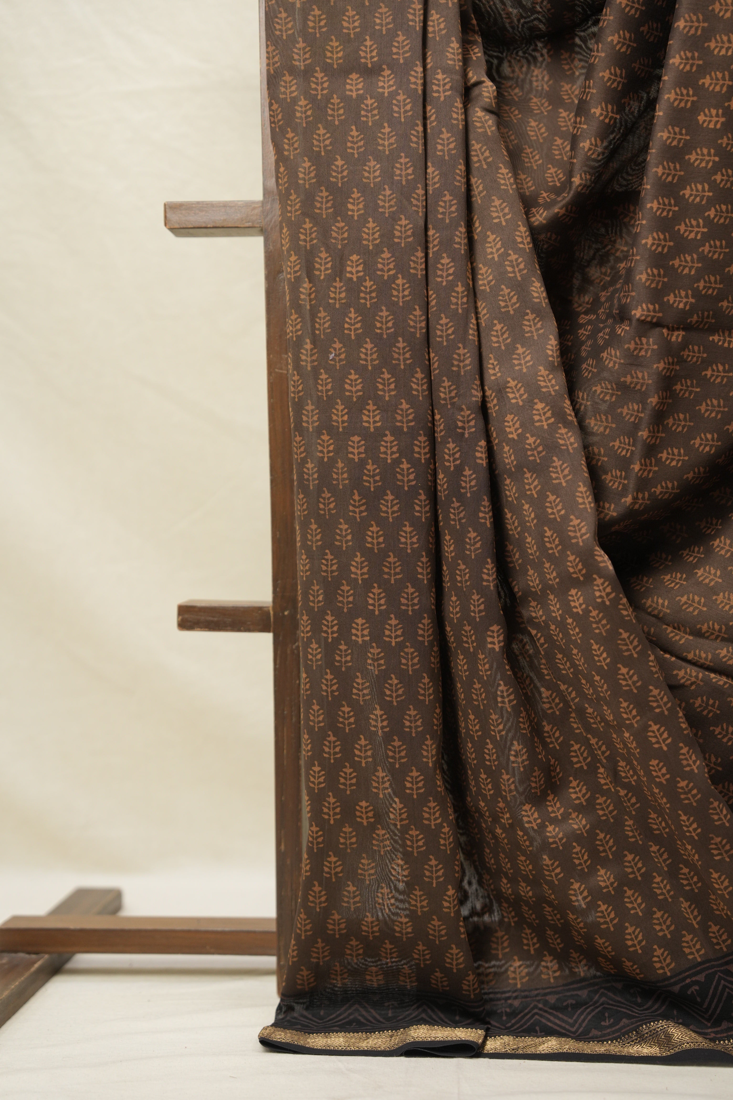 Moss Green HBP Cotton Silk Saree With Maheshwari Border - SRMGCSS1417