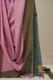 Pink Plain Cotton Ilkal Saree - SRPPCIS773