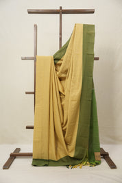 Sand Yellow Plain Cotton Ilkal Saree - SRSYPCIS772