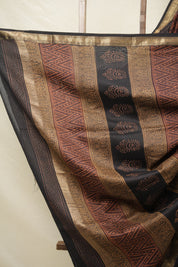Maroon Brown HBP Cotton Silk Saree With Maheshwari Border - SRMBCSS1418