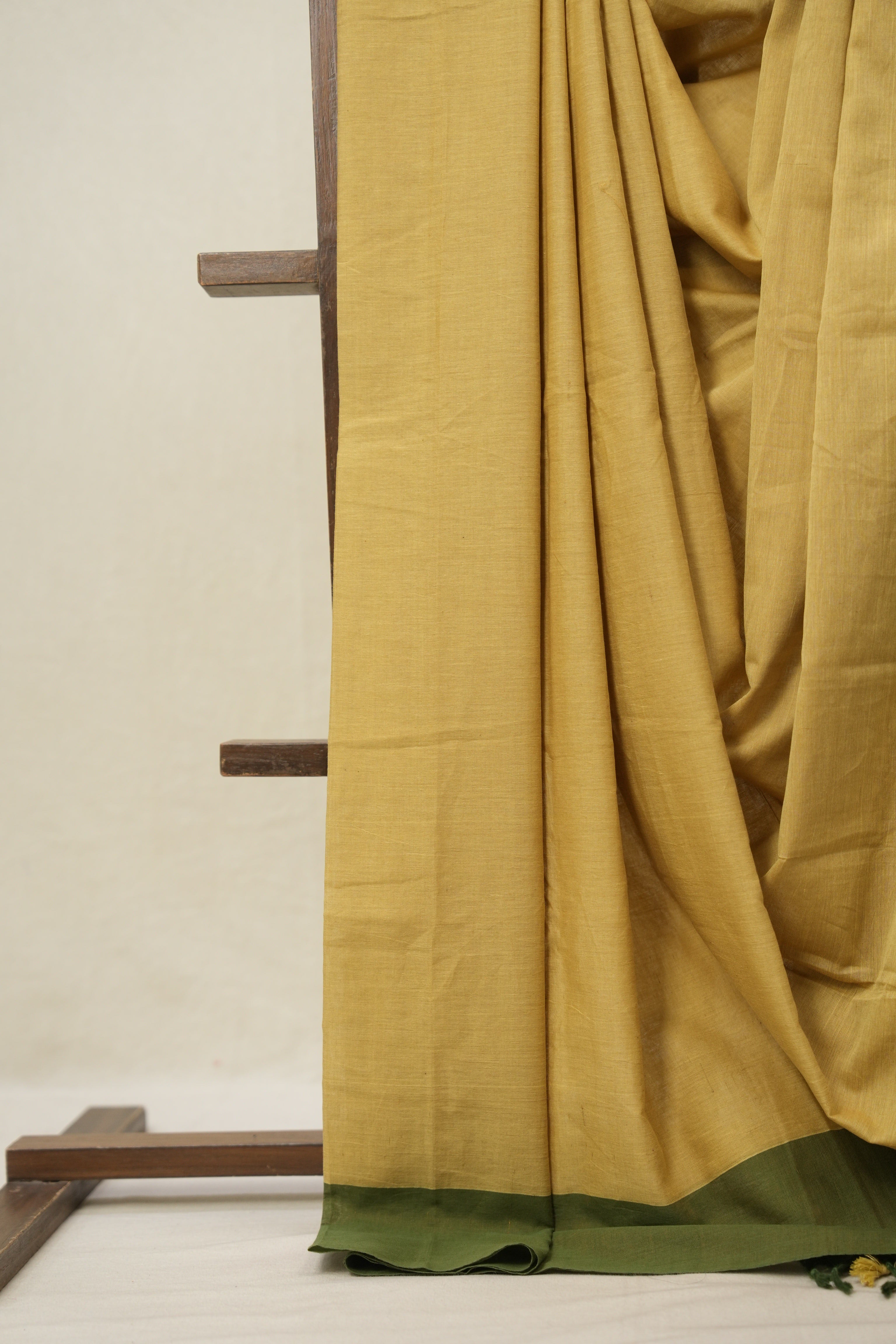 Sand Yellow Plain Cotton Ilkal Saree - SRSYPCIS772