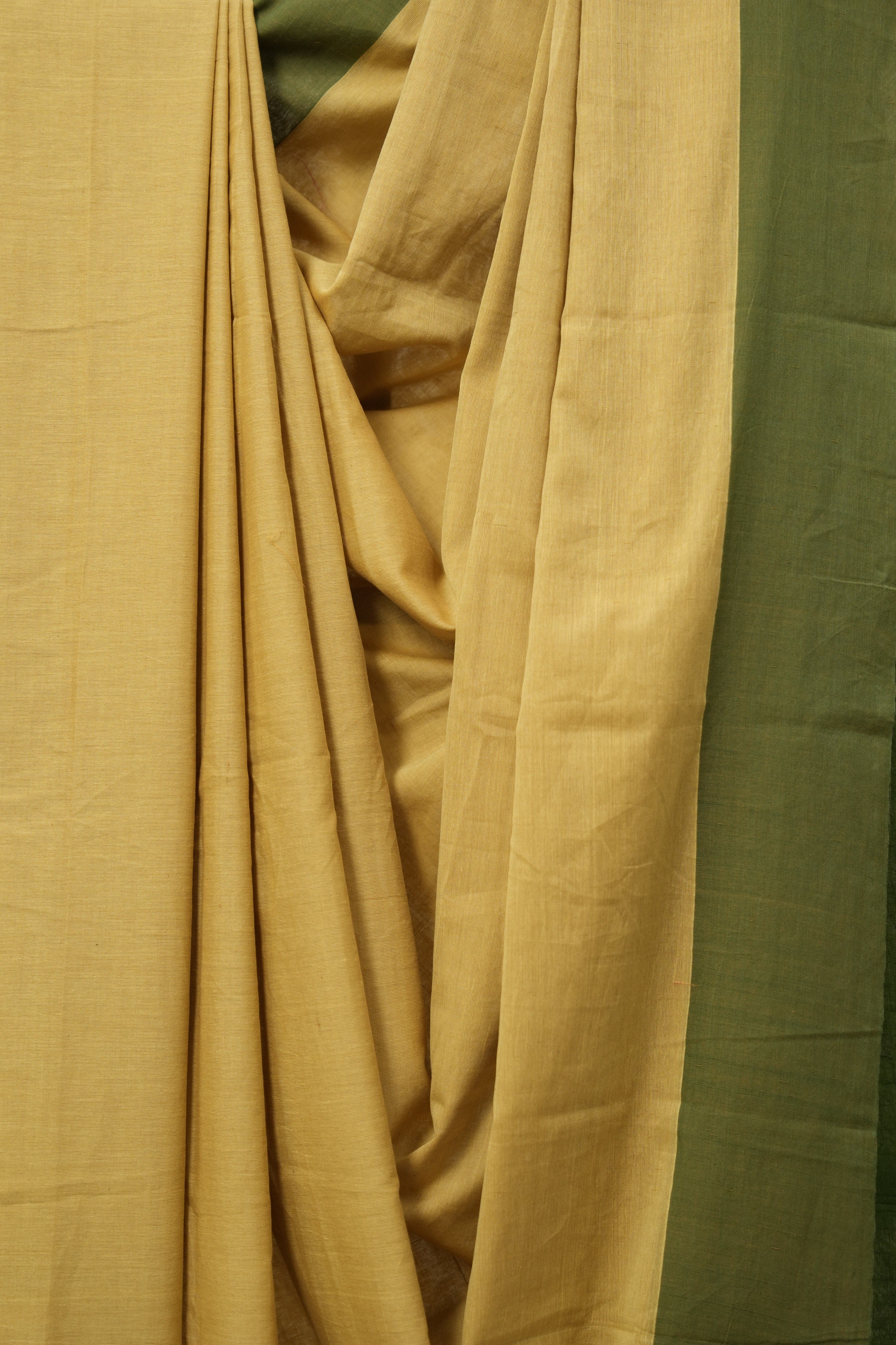 Sand Yellow Plain Cotton Ilkal Saree - SRSYPCIS772