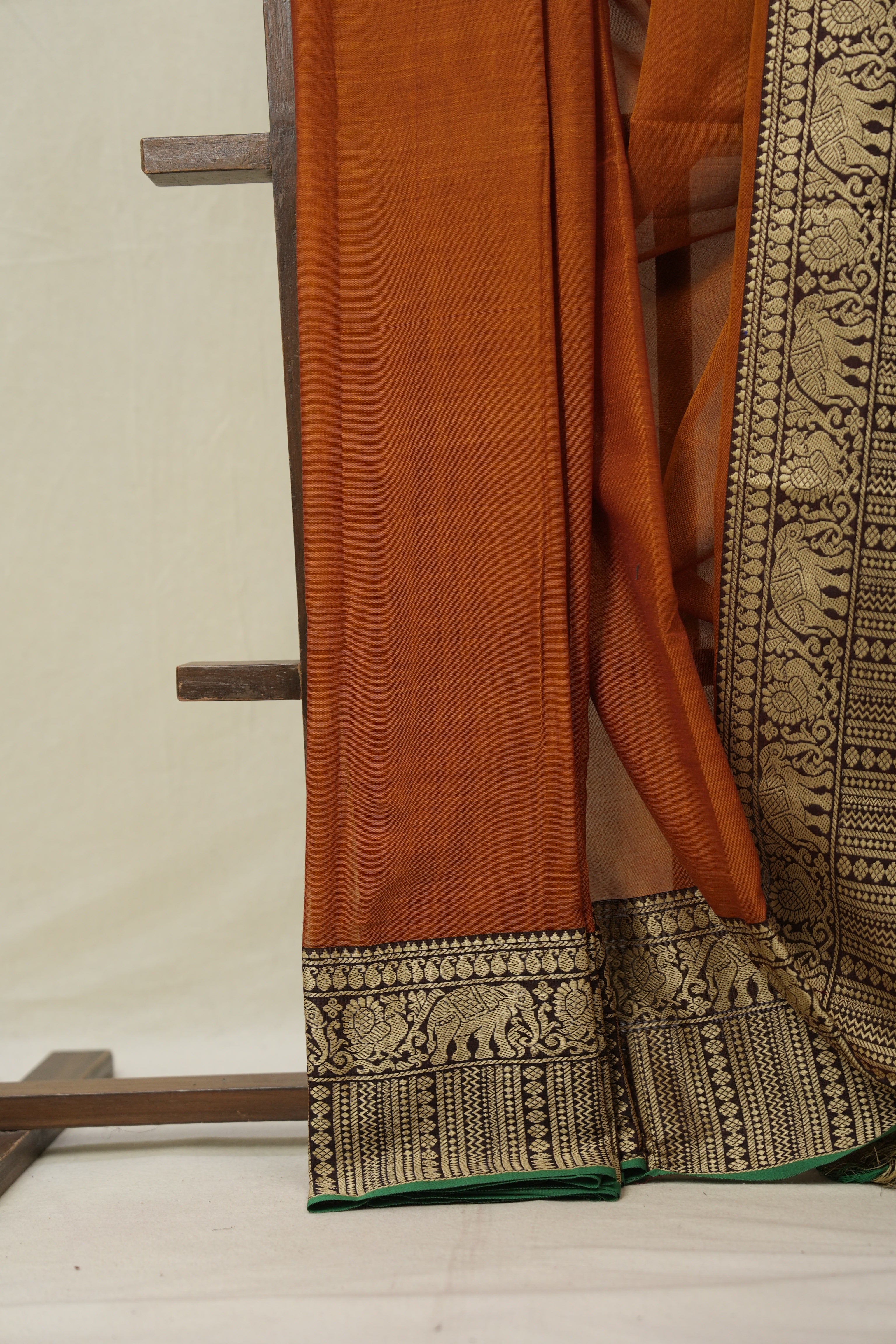 Rust Brown Narayan Peth Cotton Saree- SRRBNPCS11