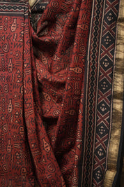 Maroon HBP Cotton Silk Saree With Maheshwari Border - SRMCSS1407