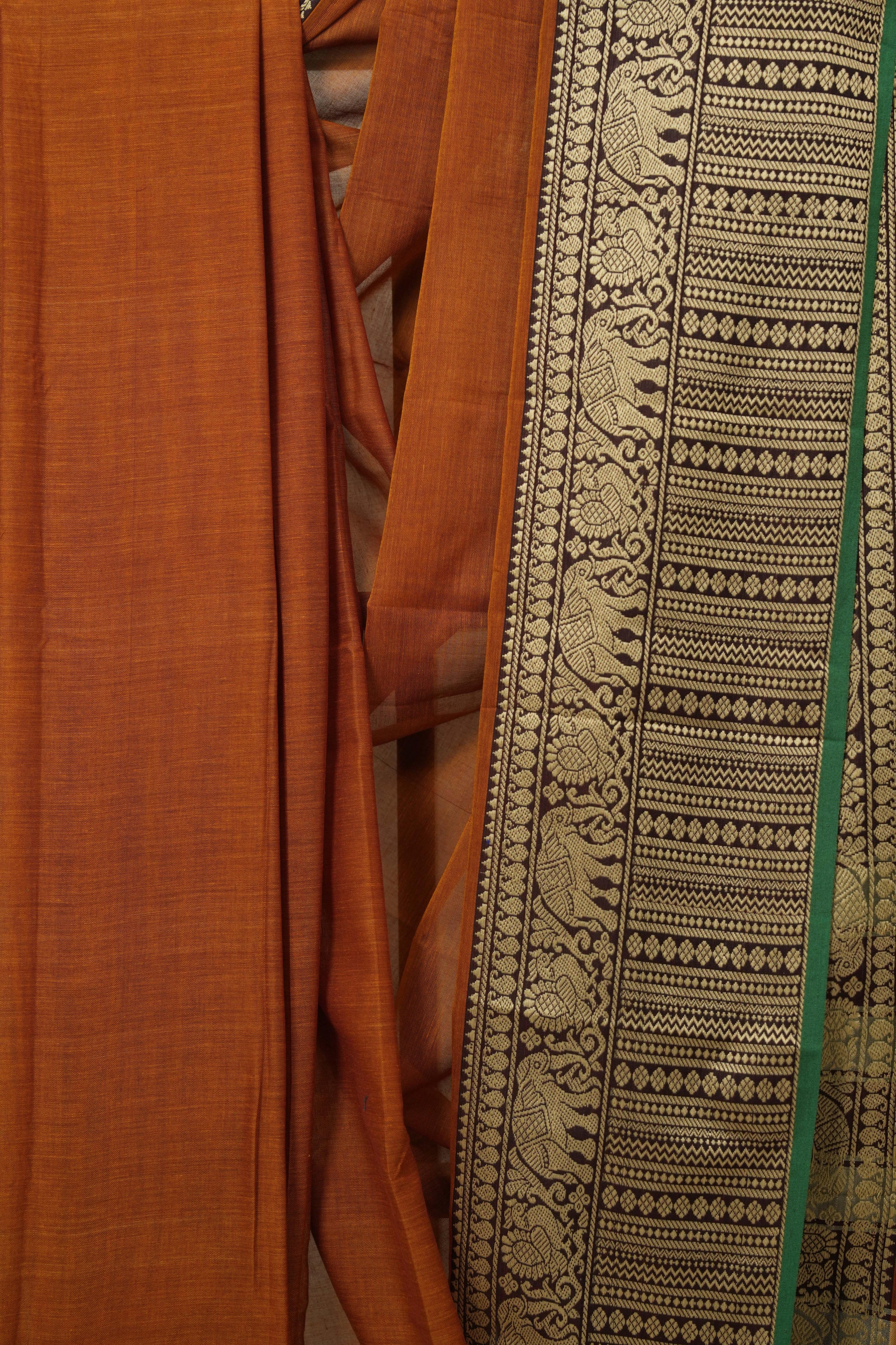 Rust Brown Narayan Peth Cotton Saree- SRRBNPCS11