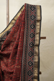 Maroon HBP Cotton Silk Saree With Maheshwari Border - SRMCSS1407