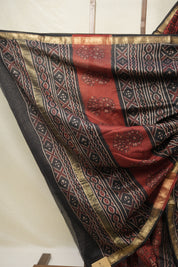 Maroon HBP Cotton Silk Saree With Maheshwari Border - SRMCSS1407