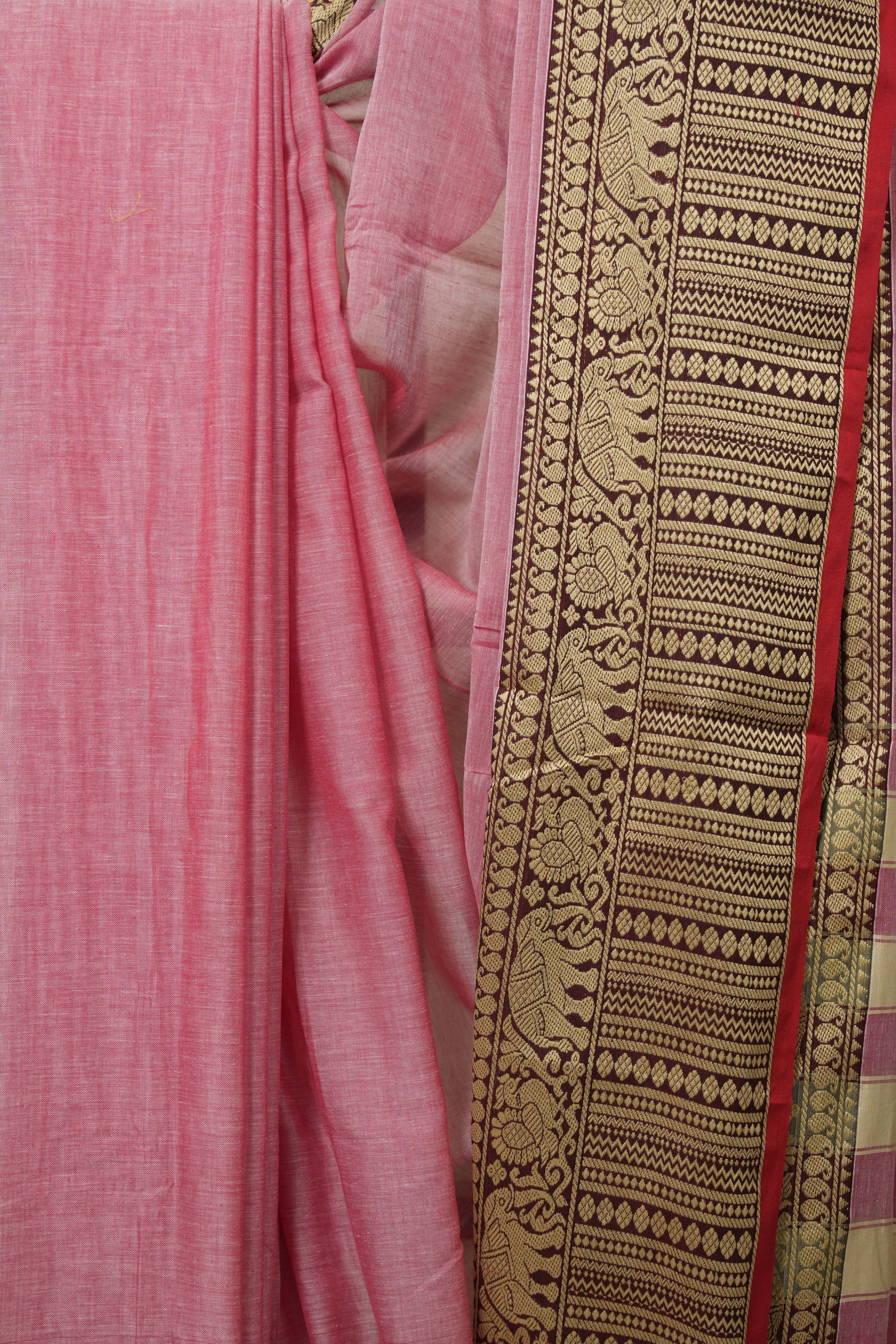 Carrot Pink Narayan Peth Cotton Saree - SRCPNPCS18