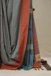 Two Tone Teal Plain Cotton Ilkal Saree - SRTTTPCIS770