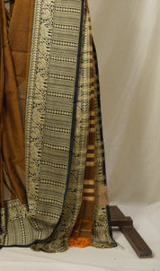 Golden Khaki Narayan Peth Cotton Saree - SRGKNPCS21