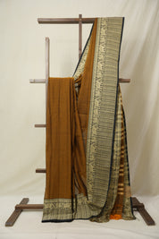 Golden Khaki Narayan Peth Cotton Saree - SRGKNPCS21