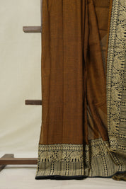 Golden Khaki Narayan Peth Cotton Saree - SRGKNPCS21