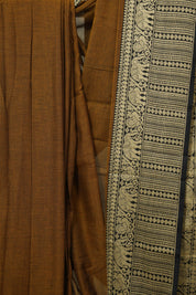Golden Khaki Narayan Peth Cotton Saree - SRGKNPCS21