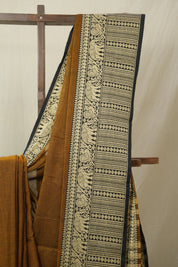 Golden Khaki Narayan Peth Cotton Saree - SRGKNPCS21