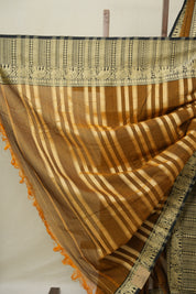 Golden Khaki Narayan Peth Cotton Saree - SRGKNPCS21