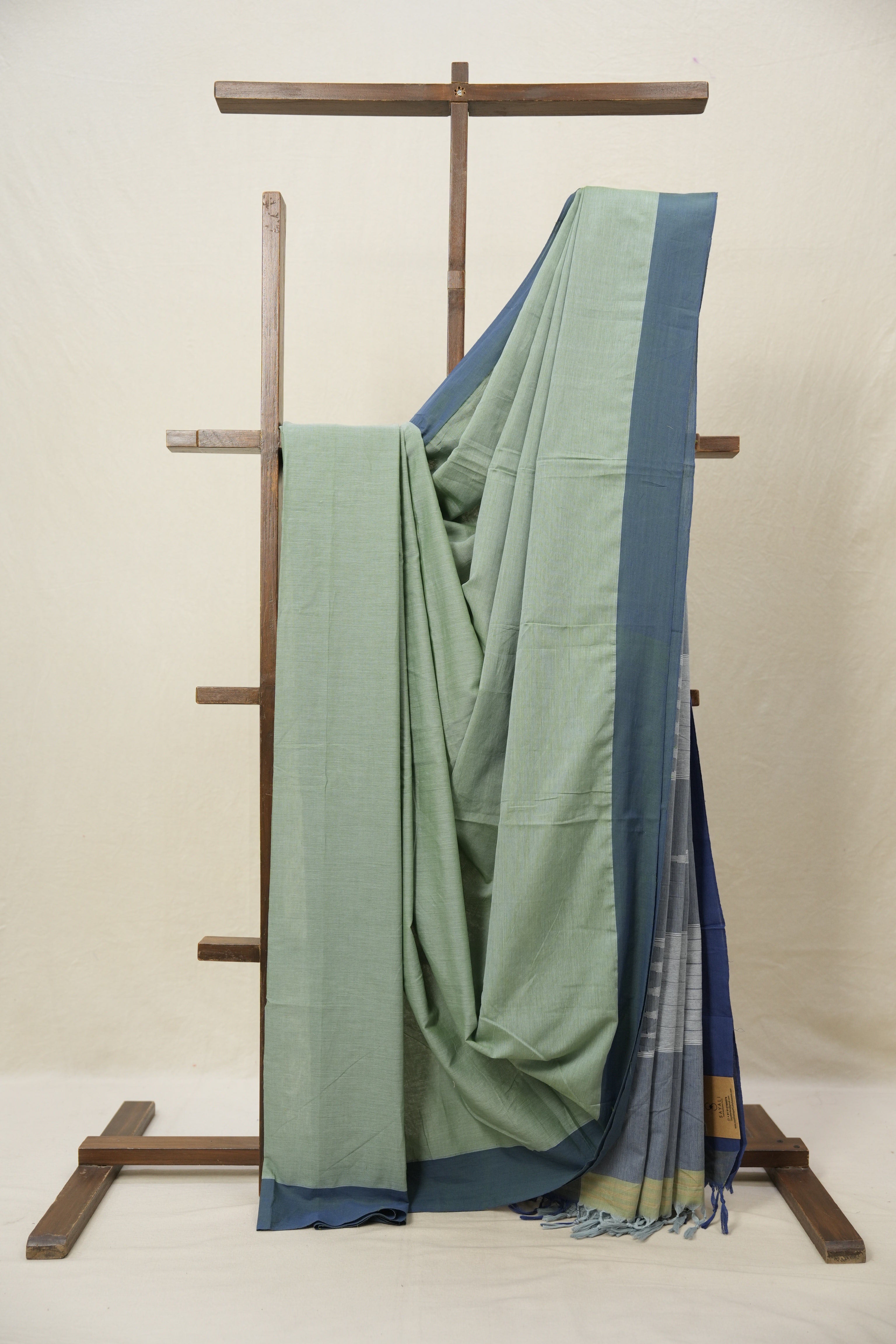 Sage Green Plain Cotton Ilkal Saree - SRSGPCIS769