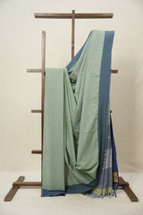 Sage Green Plain Cotton Ilkal Saree - SRSGPCIS769