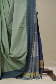 Sage Green Plain Cotton Ilkal Saree - SRSGPCIS769