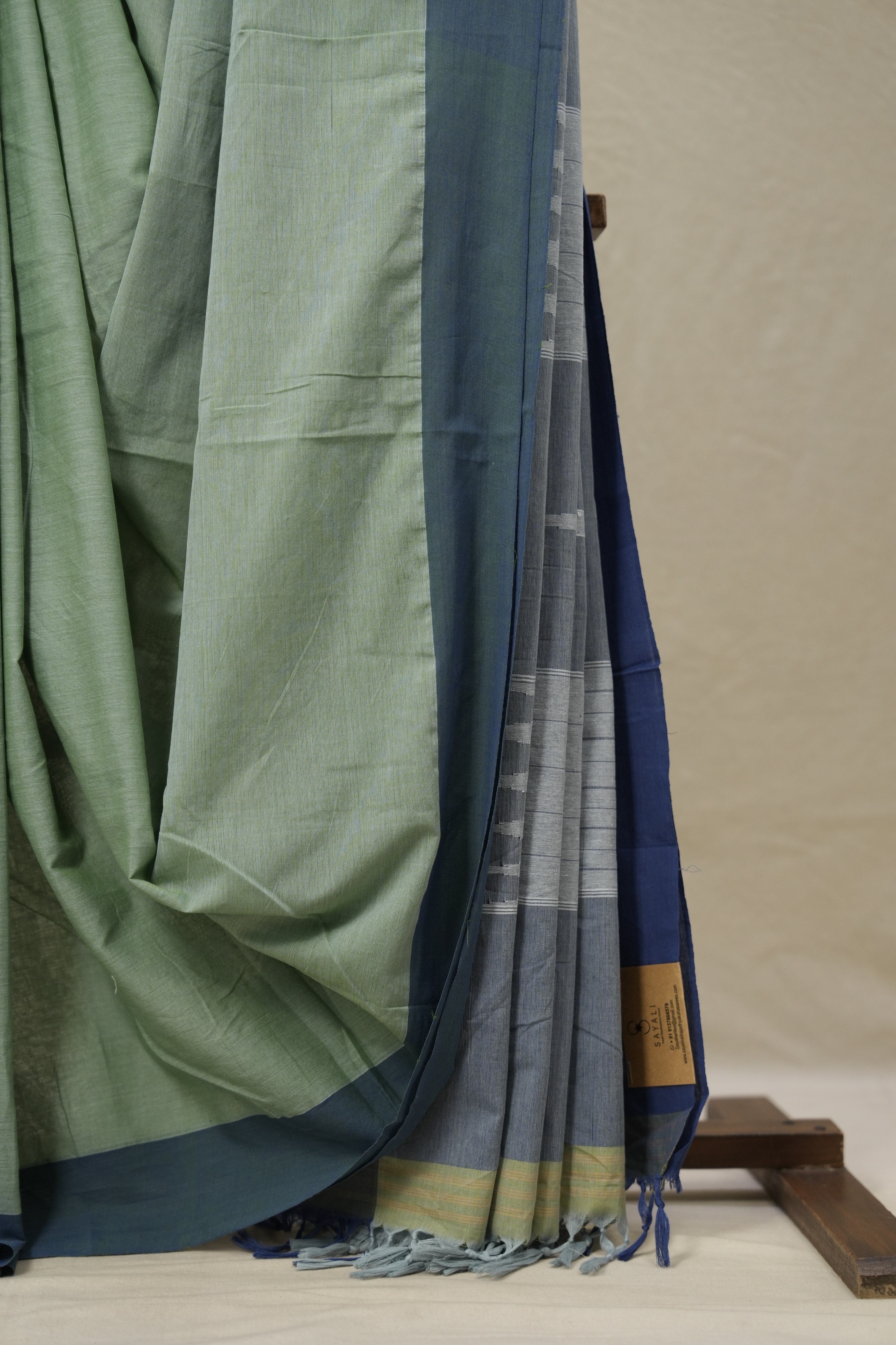 Sage Green Plain Cotton Ilkal Saree - SRSGPCIS769