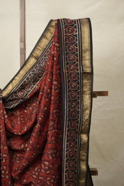 Maroon HBP Cotton Silk Saree With Maheshwari Border - SRMCSS1409