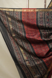 Maroon HBP Cotton Silk Saree With Maheshwari Border - SRMCSS1409