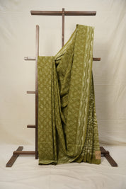 Olive Green HBP Cotton Saree - SROGCS2826