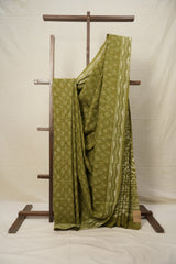 Olive Green HBP Cotton Saree - SROGCS2826