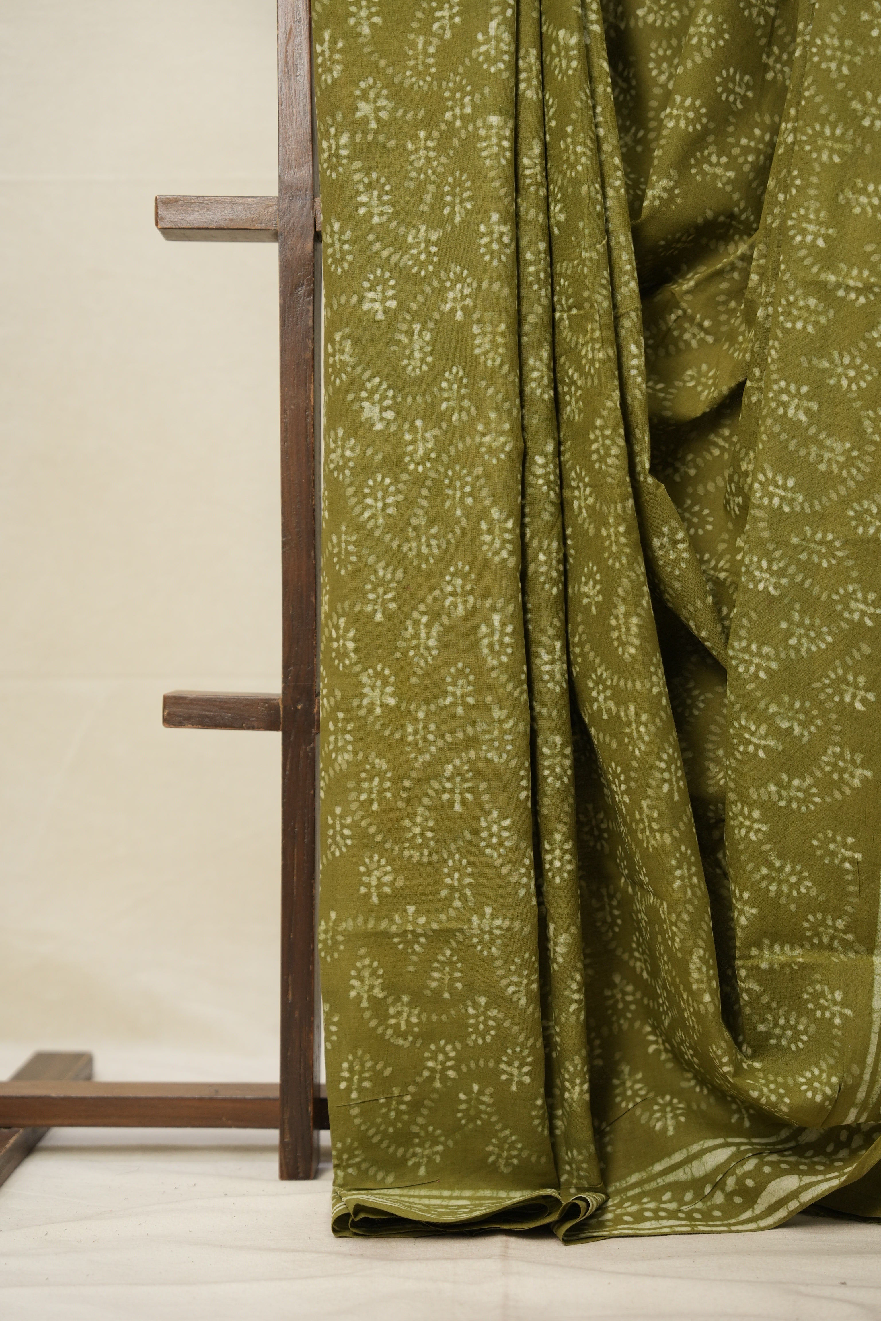 Olive Green HBP Cotton Saree - SROGCS2826