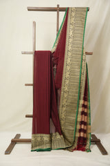 Maroon Narayan Peth Cotton Saree - SRMNPCS22