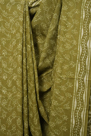Olive Green HBP Cotton Saree - SROGCS2826
