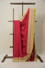 Red Cotton Ilkal Saree With Gayatri Border - SRRCIS841