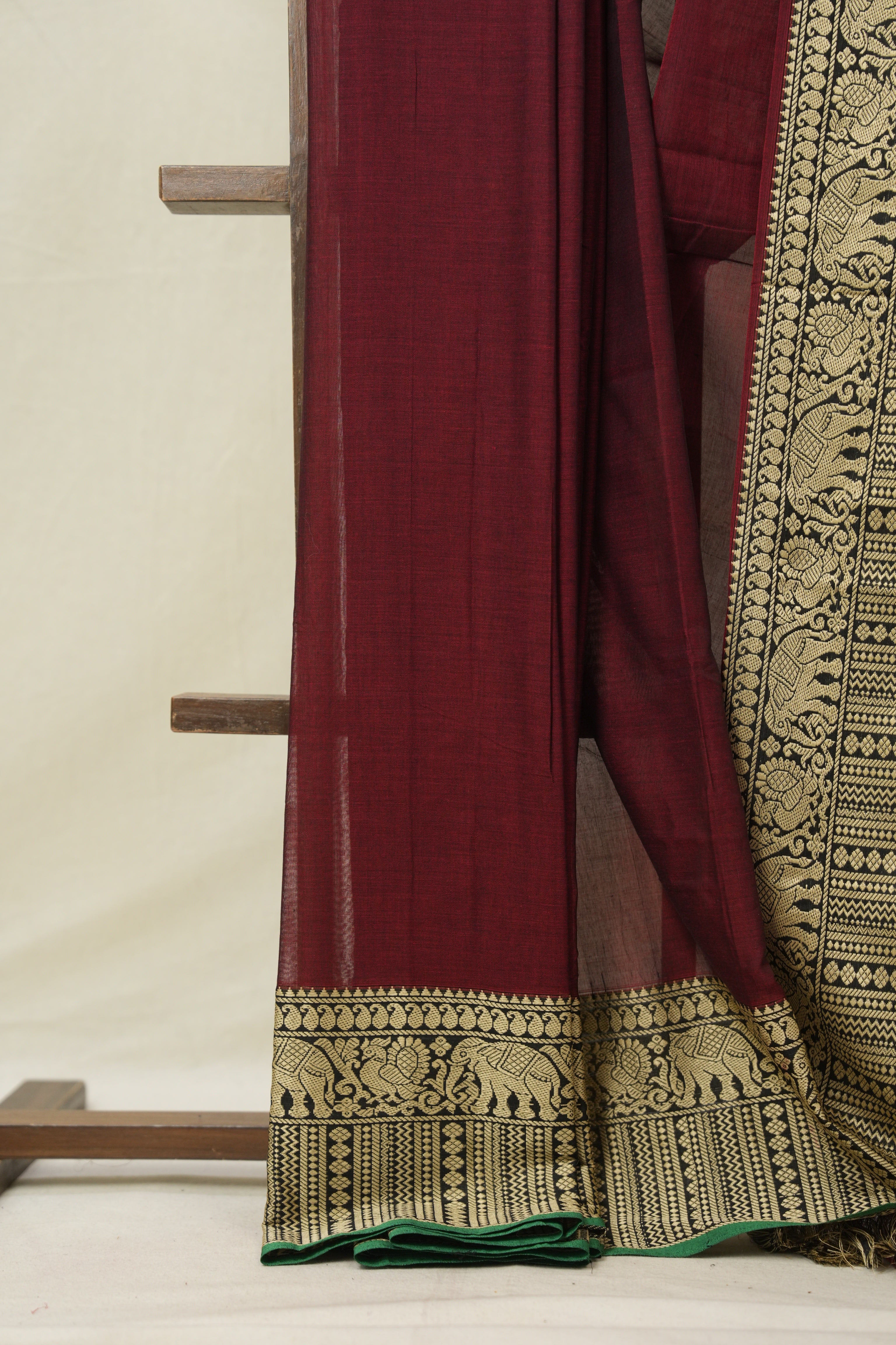 Maroon Narayan Peth Cotton Saree - SRMNPCS22