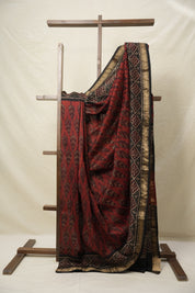 Maroon HBP Cotton Silk Saree With Maheshwari Border - SRMCSS1408