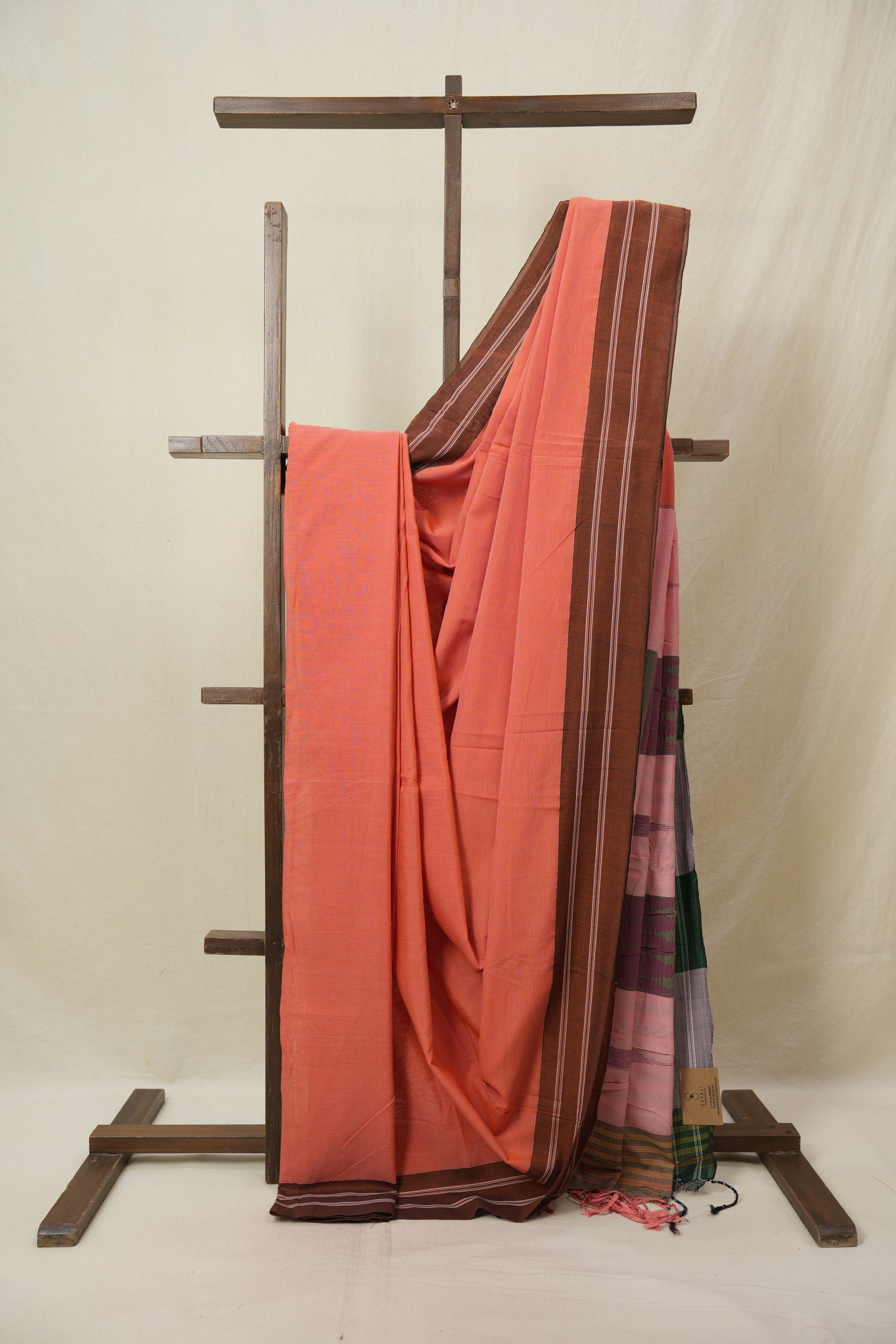 Orange Cotton IIkal Saree - SROCIS1002