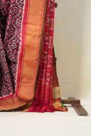 Maroon Red Pochampalli Silk Ikat Saree - SRMRPSIS207