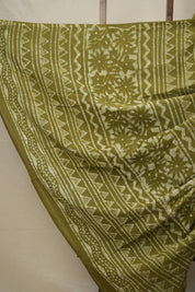 Olive Green HBP Cotton Saree - SROGCS2826