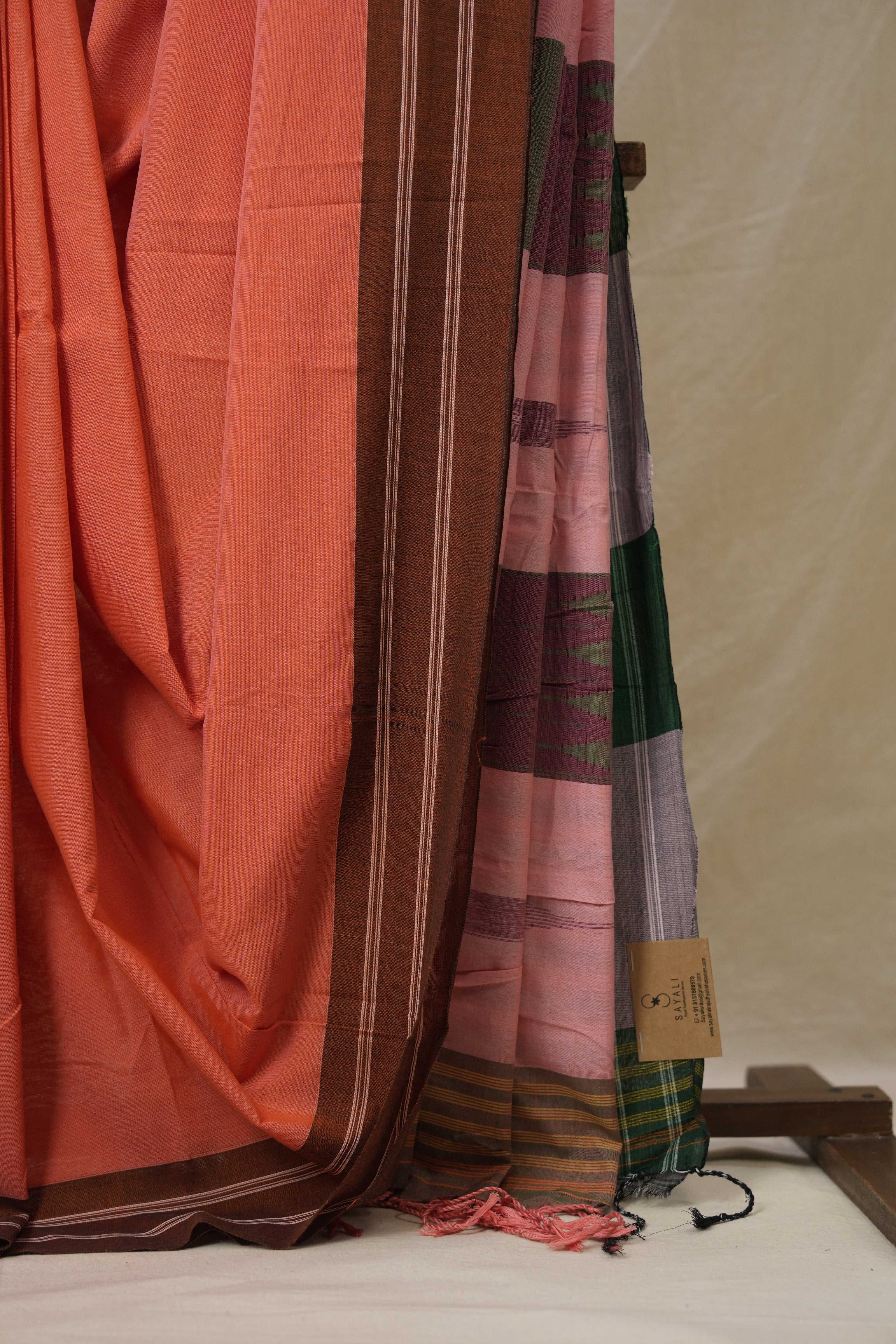 Orange Cotton IIkal Saree - SROCIS1002