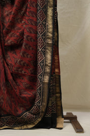 Maroon HBP Cotton Silk Saree With Maheshwari Border - SRMCSS1408
