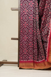 Maroon Red Pochampalli Silk Ikat Saree - SRMRPSIS207