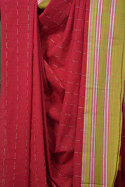 Red Cotton Ilkal Saree With Gayatri Border - SRRCIS841