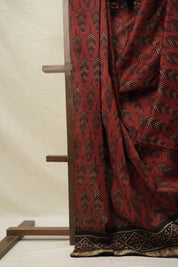 Maroon HBP Cotton Silk Saree With Maheshwari Border - SRMCSS1408