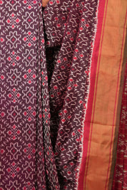 Maroon Red Pochampalli Silk Ikat Saree - SRMRPSIS207