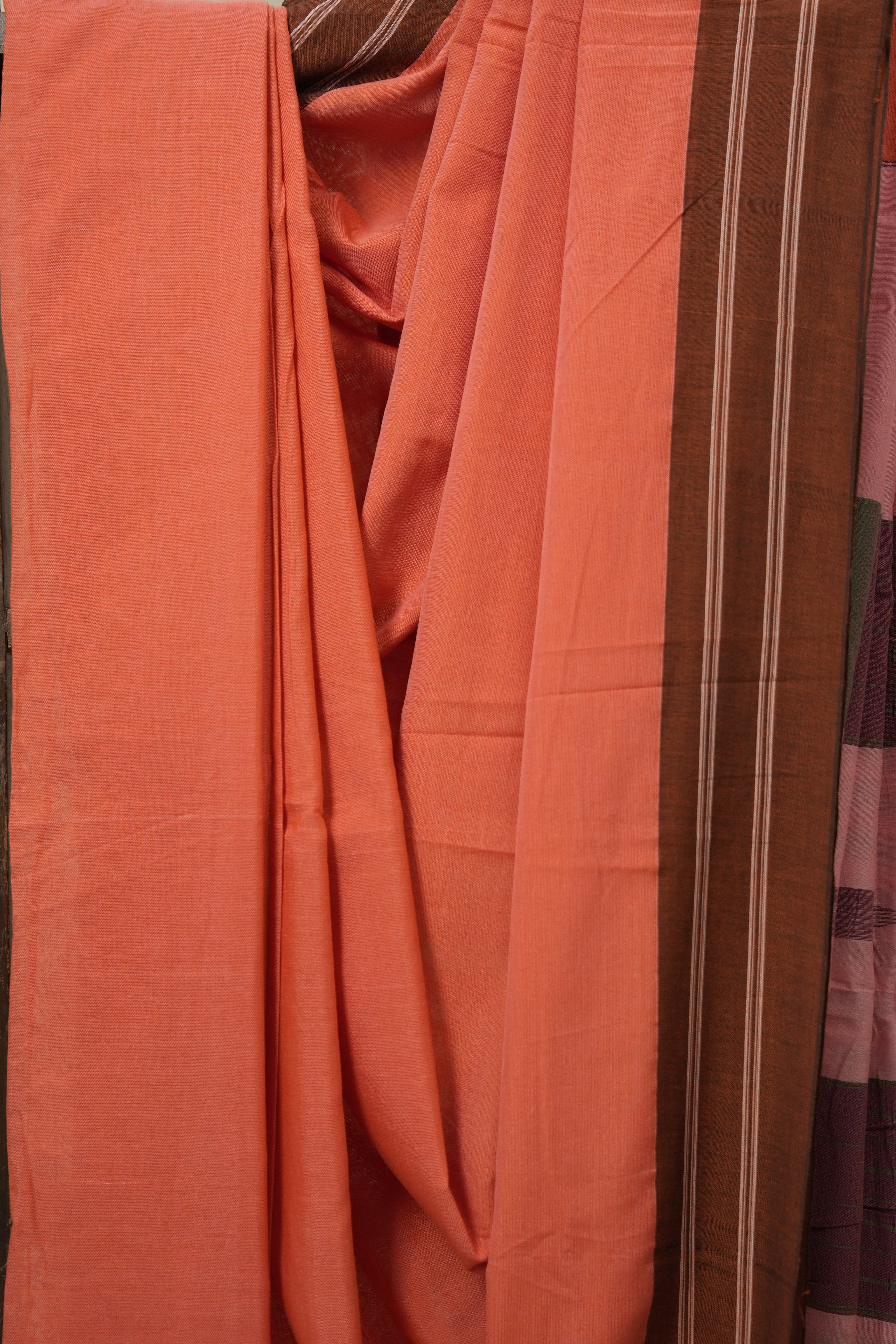 Orange Cotton IIkal Saree - SROCIS1002